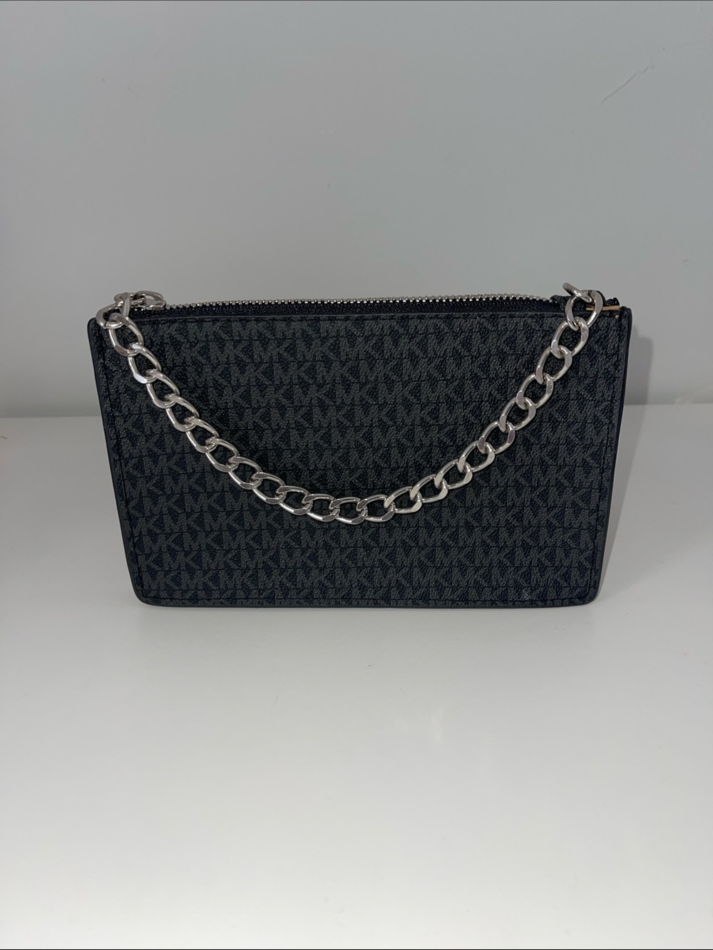 Michael Kors Black Monogram Chain Belt Bag NWT 8x5